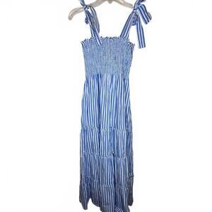 Maxwell & Geraldine The Brooke Striped Long Dress Blue & White SZ Small coastal